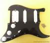 STRATOCASTER ELECTRIC GUITAR PICKGUARD HSS BLACK LOADED WITH WHITE PARTS